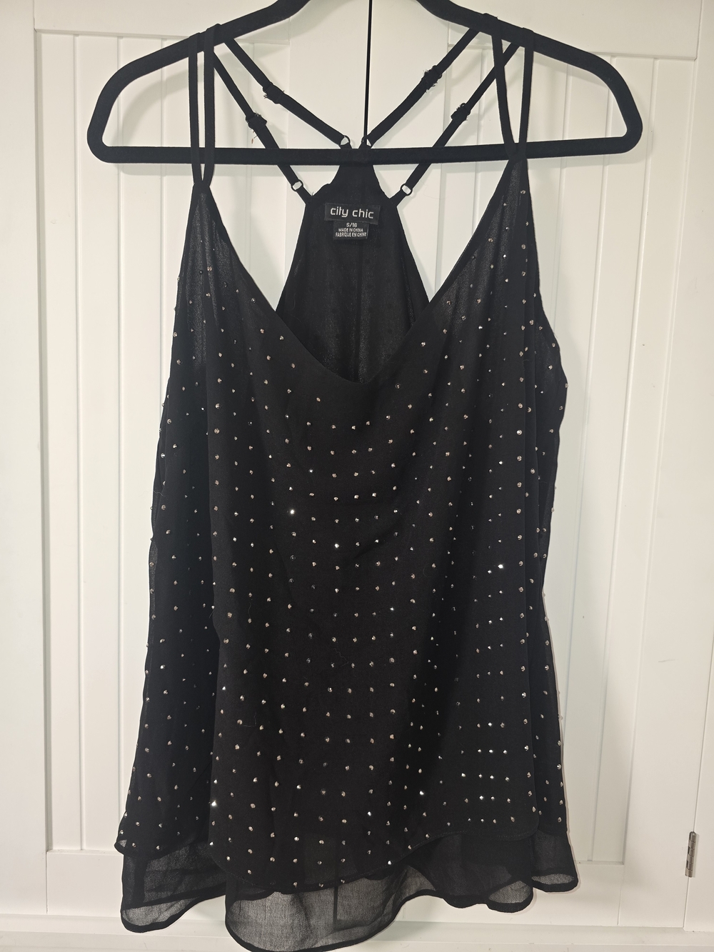 City Chic Black Studded Racerback Tank